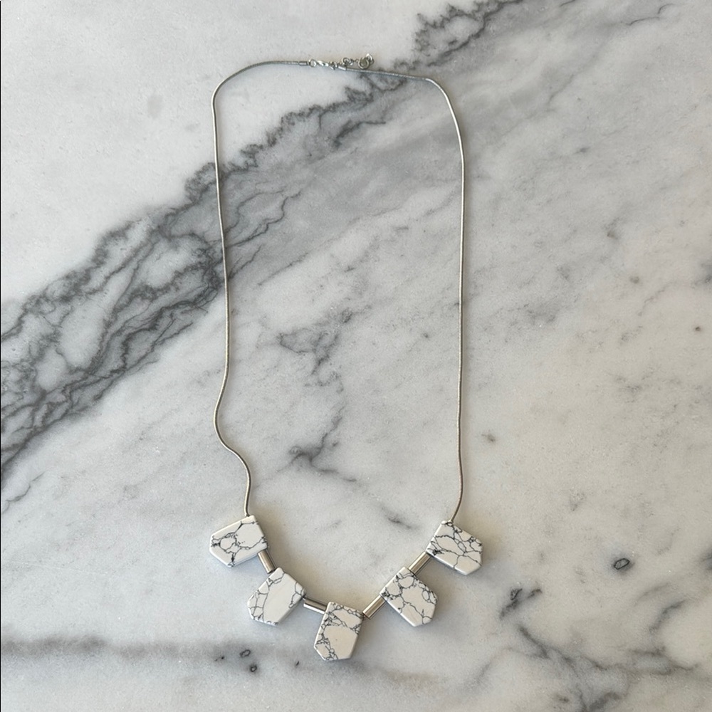 DownEast Silver Plated Howlite Stone Statement Necklace